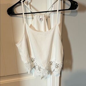 Elegant White Lace Trim Cami Top